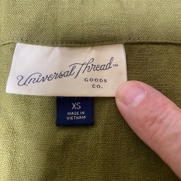 Universal Thread Linen Blend Olive Green Oversized Simple Babydoll Dress SIZE XS - Picture 2 of 7